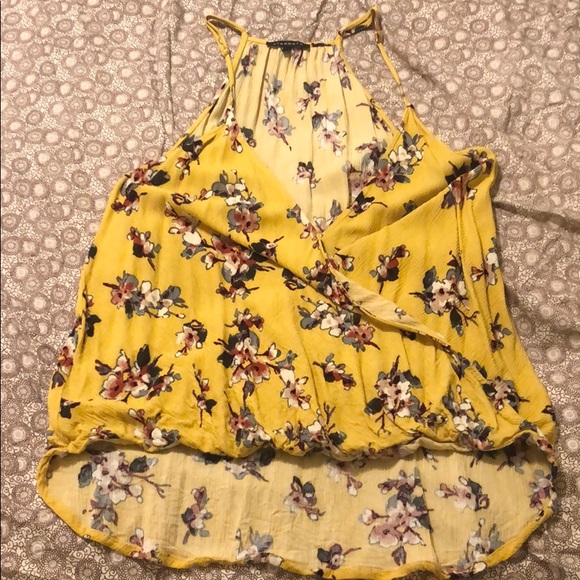 Yellow faux wrap around top - Picture 1 of 3